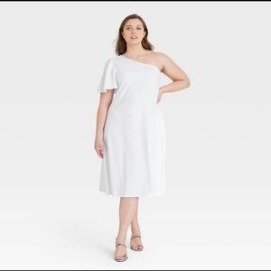 One shoulder short sleeve dress